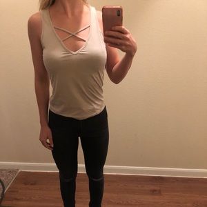 Nude suede sexy top